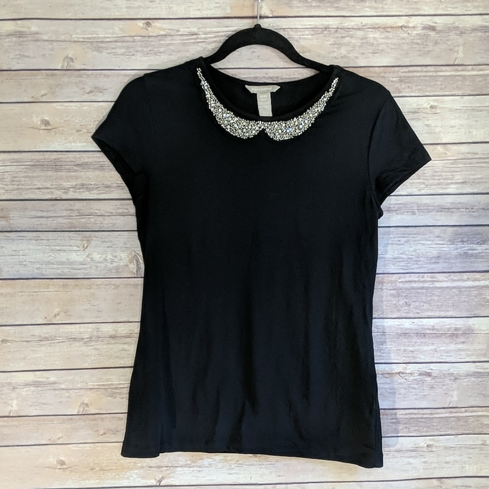 ☀️Banana Republic Rhinestone Peter Pan Collar Top
